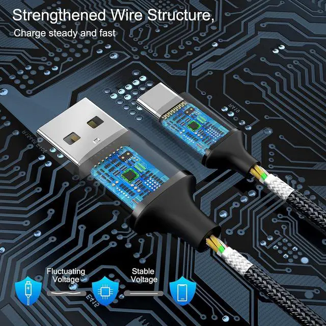 Alt view image 2 of 7 - USB C to USB C Cable 3ft 2-Pack 60W USBC to USBC Cord Type C to C Charger Cable Fast Charging for iPhone 16 15 Pro Max Plus for  Galaxy S24 S23 S22 for MacBook/iPad Pixel