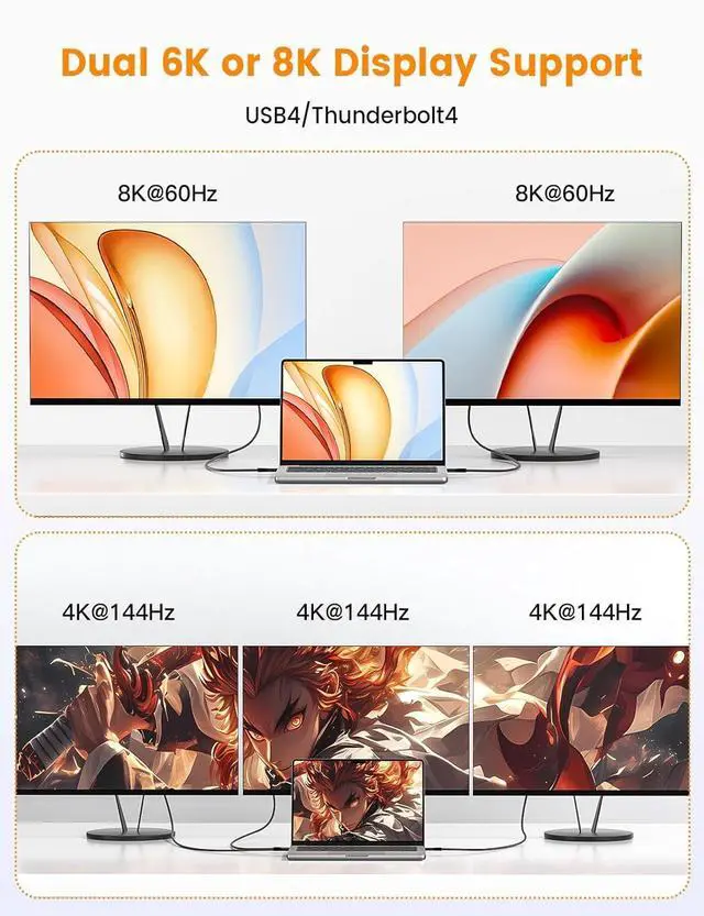 Alt view image 5 of 7 - USB 4 Gen 3 80Gbps Cable for Thunderbolt 5 Cable 5FT 240W Right Angle Thunderbolt 4 Cable 90 Degree USB C Cable 120Gbps Bandwidth 8K@60Hz Display for MacBook Thunderbolt Docks eGPU Hub