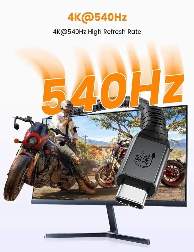 Alt view image 6 of 7 - USB 4 Gen 3 80Gbps Cable for Thunderbolt 5 Cable 5FT 240W Right Angle Thunderbolt 4 Cable 90 Degree USB C Cable 120Gbps Bandwidth 8K@60Hz Display for MacBook Thunderbolt Docks eGPU Hub