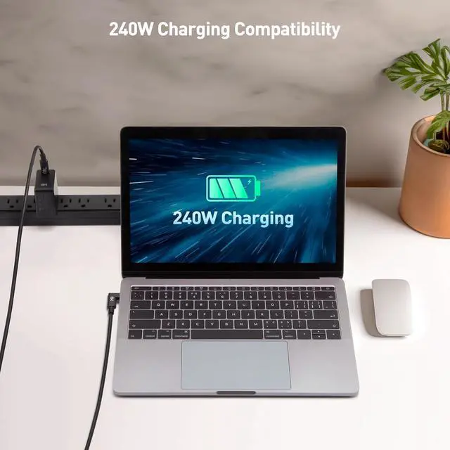 Alt view image 5 of 7 - [USB-IF Certified] 20Gbps Right Angle USB 4 Cable 6.6ft Supports Up to [8K@30Hz / 4K@120Hz Video 240W Charging 20Gbps Data Transfer] Compatible with Thunderbolt 4 Cable MacBook XPS