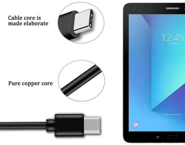 Alt view image 5 of 6 - 5ft USB-C to Type A Fast Charger Data Type C Cable for iPad Pro 12.9/11 2018 Galaxy Ultra S20+S10 S9 Note 10 Tab S4 MacBook Air Google Pixel 3a 2 XL LG  Xperia XZ Charging Cable.