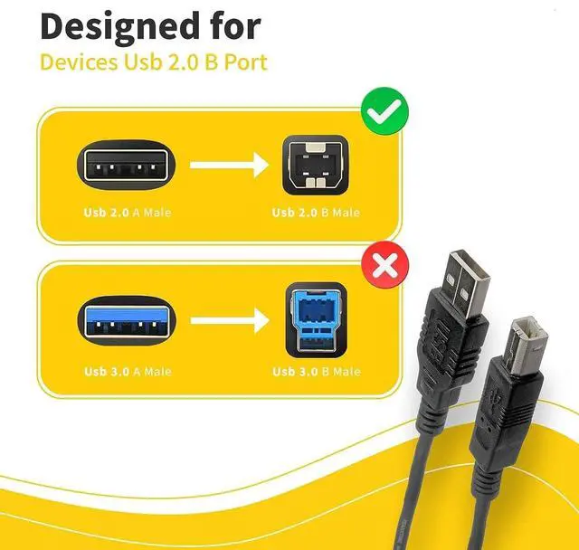 Alt view image 2 of 5 - (10-Pack) USB A to B Printer Cable High Speed Transfer Scanner Printer Cord Compatible for HP Canon  Epson Brother Lexmark Xerox  Piano DAC Etc (6-Feet)