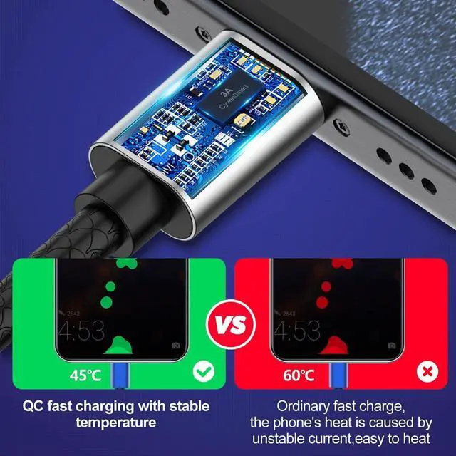 Alt view image 4 of 7 - USB Type C Cable 10ft [2 Pack] USB A 2.0 to USB-C 10 ft Type C Fast Charger Extra Long Durable TPE USBC to USBA Cord for iPhone 16/15 Pro Plus Pro Max  Galaxy A10/A20/A51/S10/S9/S8 Plus/Note 9