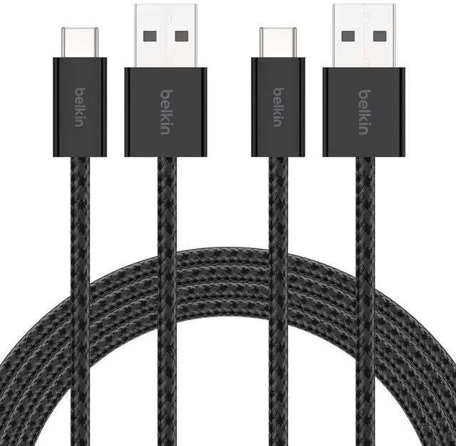 Main image of USB A to USB C Cable 2-Pack 6.6ft 15W - Type C Charger iPhone Charger Cord Soft Braided Flexible for iPhone 17 & 16 Galaxy S25 Pixel 10 iPad Pro  Switch & More - Black