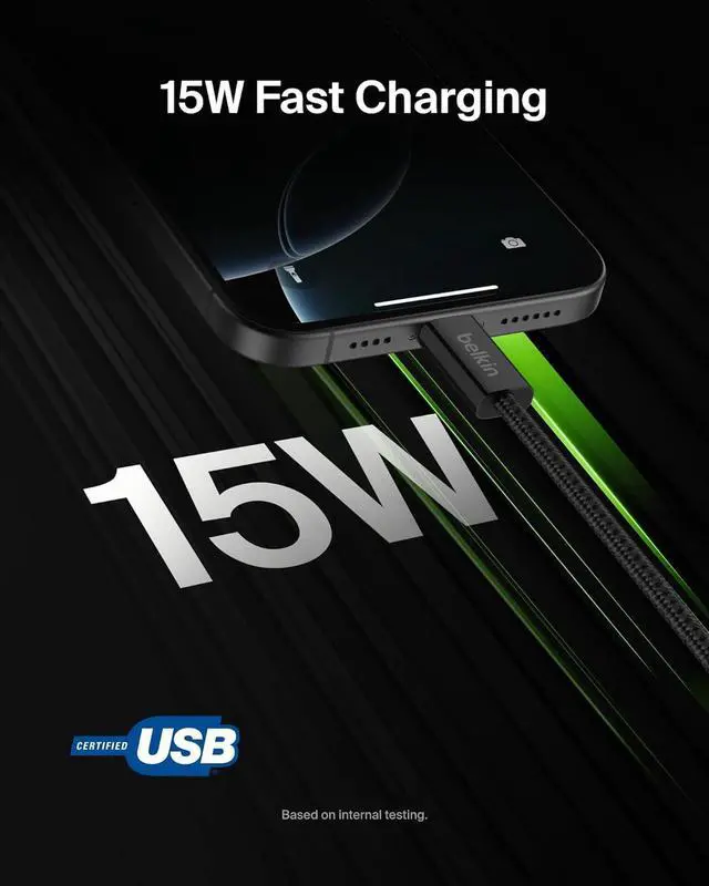 Alt view image 2 of 7 - USB A to USB C Cable 2-Pack 6.6ft 15W - Type C Charger iPhone Charger Cord Soft Braided Flexible for iPhone 17 & 16 Galaxy S25 Pixel 10 iPad Pro  Switch & More - Black