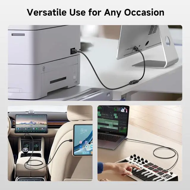 Alt view image 5 of 6 - 5Gbps Long USB 3.0 Cable - 10ft Male to Male USBA to USBA Cable USB Cord Black