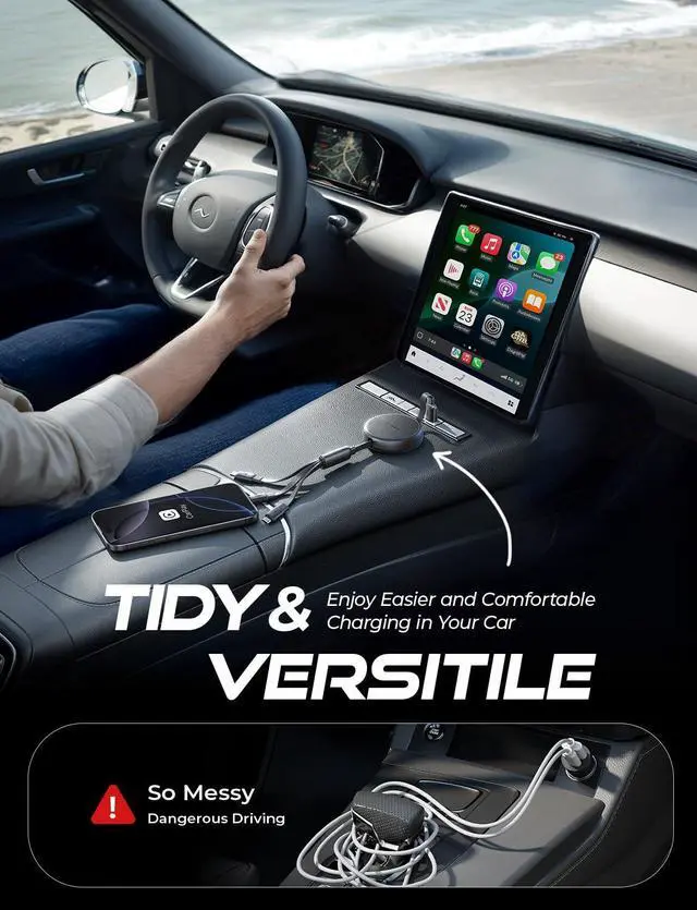 Alt view image 4 of 7 - Multi Charging Cable 3 in 1 Charging Cable Retractable Car Charger with Type C/L/Micro USB Ports for iPhone 16 15 14 Pro Max/ Galaxy S25/PS/Kindle Air 17 Multi Chargers for All Devices