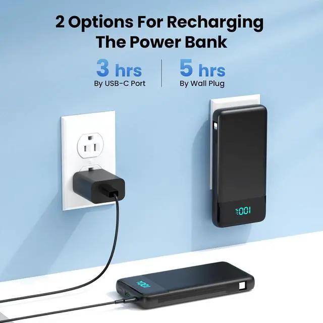 Alt view image 2 of 7 - Portable Charger for iPhone with Built in Cables and Wall Plug Upgraded 13800mAh Fast Charging USB C Power Bank 4 Outputs Travel Essential Battery Pack Compatible with iPhone 16/15/14  Android