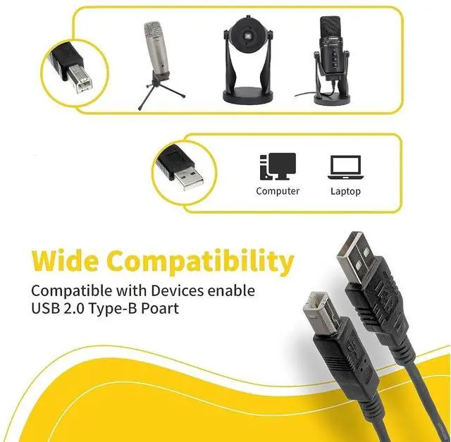 Alt view image 6 of 6 - USB A to B Printer Cable High Speed Transfer Scanner Printer Cord Compatible for HP Canon  Epson Brother Lexmark Xerox  Piano DAC Etc (6-Feet)