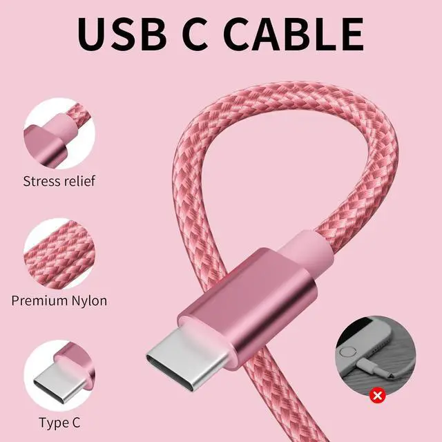 Alt view image 4 of 7 - USB to USB C Cable (5-Pack 3/3/6/6/10FT) USB A to Type C Cable Fast Charging Nylon Braided Sync Transfer Cord USB C Charger for Phone 16/15/iPad Galaxy S/Note/A Pixel and More