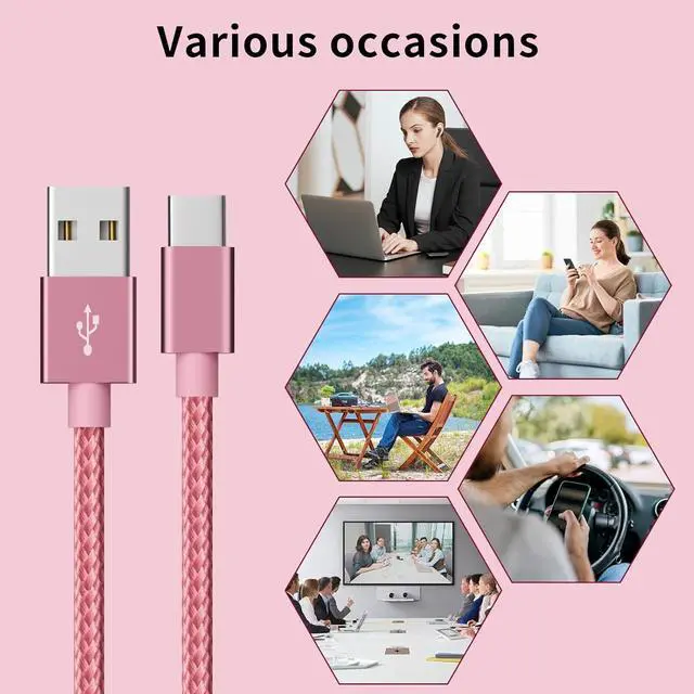 Alt view image 7 of 7 - USB to USB C Cable (5-Pack 3/3/6/6/10FT) USB A to Type C Cable Fast Charging Nylon Braided Sync Transfer Cord USB C Charger for Phone 16/15/iPad Galaxy S/Note/A Pixel and More