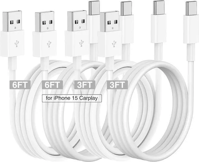Main image of Car Carplay Cable for iPhone 16 15 Pro/Pro Max/Plus 3FT+6FT USB A to USB C Fast Charging Cord for iPhone 16 15  Galaxy S25 S24 Ultra Charger Car Charger Adapter Accessories for Women Men