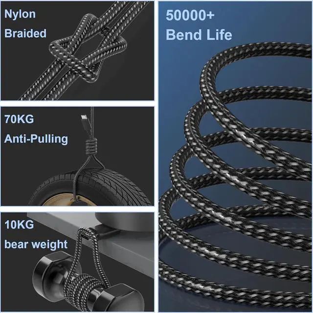 Alt view image 5 of 7 - USB C Cable 5Pack 6FT USB C to USB C Cable 60W(3A) Nylon Braided Type C Fast Charging Cord for iPhone 16/16 Plus/16 Pro Max/15/15 Plus/15 Pro Max MacBook Pro iPad Pro Air  S24/S24 Ultra/S23