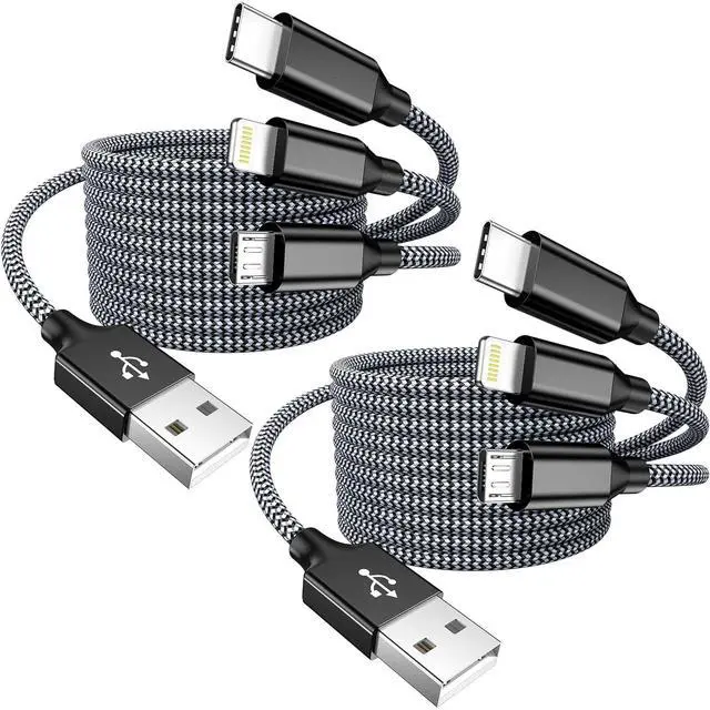 Main image of Multi Charging Cable 4ft 2Pack USB Charger 3 in 1 Multi iPhone Charger Cable Nylon Braided  MFi Certified USB Fast Charging Cord with Type-C/USB C Micro Lightning for Phone iPad iPhone Tablet