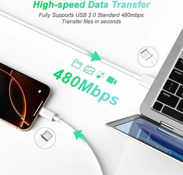 Alt view image 5 of 7 - USB to USB C Cable 6ft 2Pack for iPhone 15/16 Charger Cord Car Carplay Cable Fast Charging Compatible for  16 Pro Max/15 Plus/for IPad Pro 12.9/11/Air 5th/4th Mini Gen Type C Charge 6 Foot