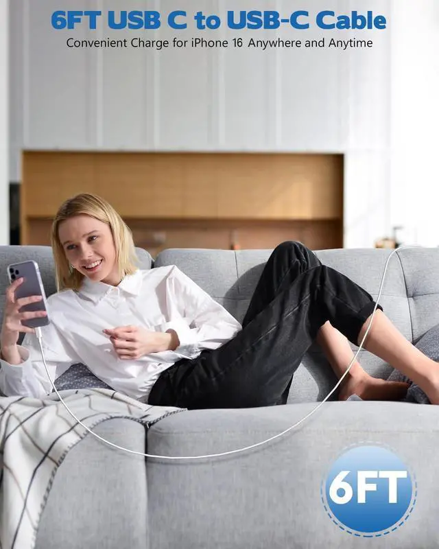 Alt view image 5 of 7 - USB C Charger for iPhone 16/15 Charger Fast Charging Type C Charge  Fast USB C Wall Chargers Block Adapter 6FT Long USBC Charging Cable Cord for iPhone 16 Pro Max/iPhone 15 Plus/iPad Pro/Air/Mini