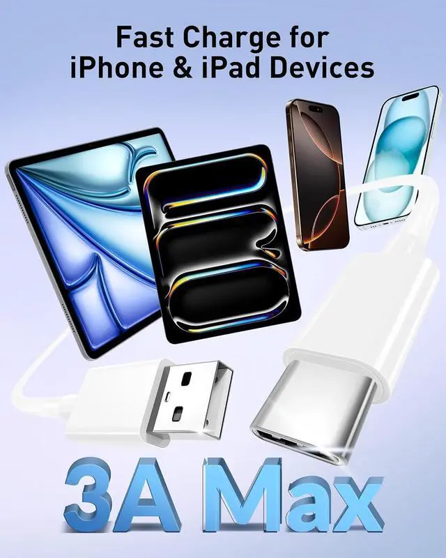 Alt view image 3 of 7 - Car Carplay Cable for iPhone 16/15 Pro Max/Plus/16e USB C Charger Cord 2Pack USB A to USB C Cable for iPad Pro 13/12.9/11 inch iPad Air M3 M2 5th/4th Mini 7th/6th Gen Car Charger Charging Cord 3FT