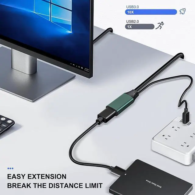 Alt view image 7 of 7 - 65FT USB 3.0 Extension Cable with Extension Chipsets Signal Booster Active Type A Male to A Female for PlayStation Xbox Keyboard Mouse USB Flash Drive Printer Camera and More