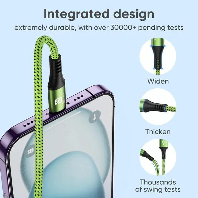 Alt view image 2 of 6 - USB C Cable (5 Pack 10ft) USB A to C Charger Fast Charging Nylon Braided for  Galaxy S9 S8 Note 9 Note 8 Galaxy Note 20 10 S21 S20 S10 Plus USB Type C Cable