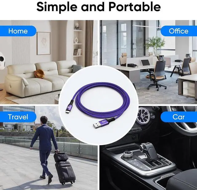 Alt view image 5 of 6 - USB C Cable (5 Pack 10ft) USB A to C Charger Fast Charging Nylon Braided for  Galaxy S9 S8 Note 9 Note 8 Galaxy Note 20 10 S21 S20 S10 Plus USB Type C Cable