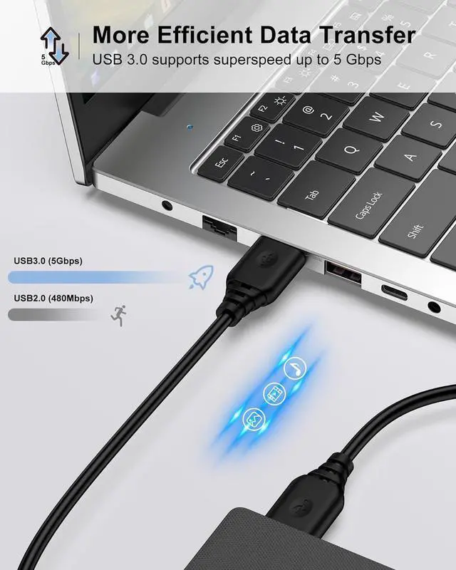 Alt view image 2 of 7 - USB A to USB A Cable 6FT USB 3.0 Type A to A Male Cable Double Sided USB Cord for Data Transfer Compatible with External Hard Drives Laptops Cooling Pad/Fan Printer  Speaker DVD Player USB Hub