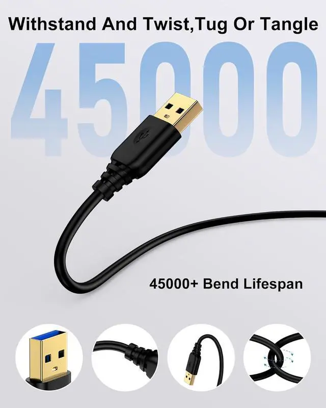 Alt view image 3 of 7 - USB A to USB A Cable 6FT USB 3.0 Type A to A Male Cable Double Sided USB Cord for Data Transfer Compatible with External Hard Drives Laptops Cooling Pad/Fan Printer  Speaker DVD Player USB Hub