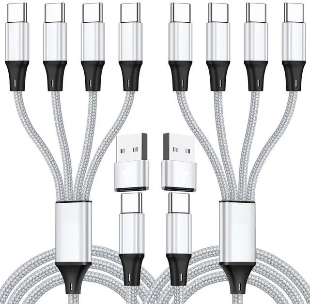 Main image of USB C Splitter Multi Charging Cable USB A/C to USB C PD & QC 3.1A Fast Charging[2Pack 4Ft] 4 in 2 Multi Charger Cord with 4 Type-C Connectors Compatible with Cell Phones Tablets and More