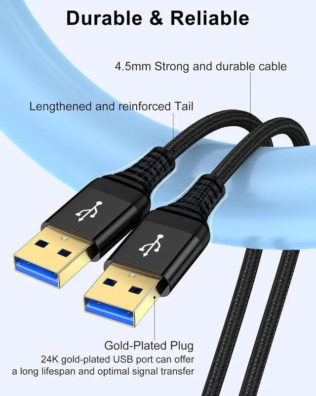 Alt view image 4 of 7 - USB to USB Cable 6ft Male to Male USB A To USB A Cable for WD Hard Drives PC Mac Laptop PS4 Xbox - USB 3.0 Type A Impresora Long Usba to Usba Cord High-Speed Data Transfer Cable 6 Foot