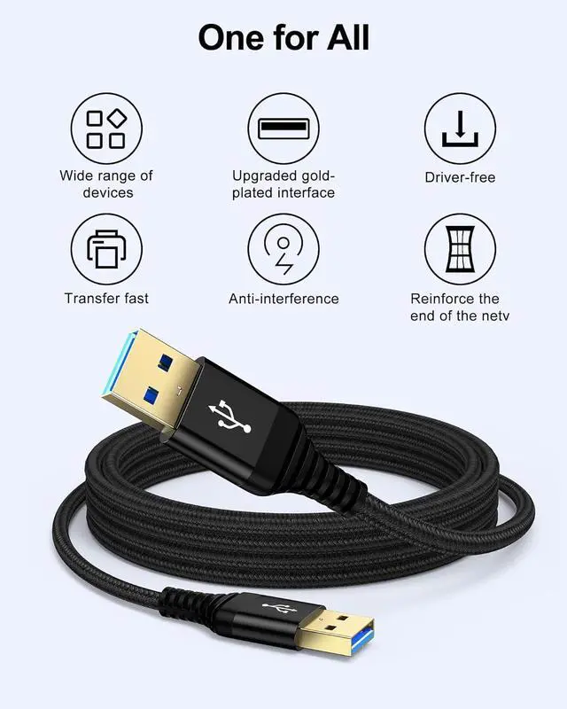 Alt view image 5 of 7 - USB to USB Cable 6ft Male to Male USB A To USB A Cable for WD Hard Drives PC Mac Laptop PS4 Xbox - USB 3.0 Type A Impresora Long Usba to Usba Cord High-Speed Data Transfer Cable 6 Foot
