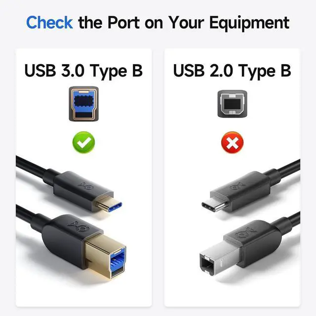 Alt view image 3 of 7 - USB C to USB B 3.0 Cable - 3.3ft USBB to USBC Cable with Type-B 3.0 Connector Black