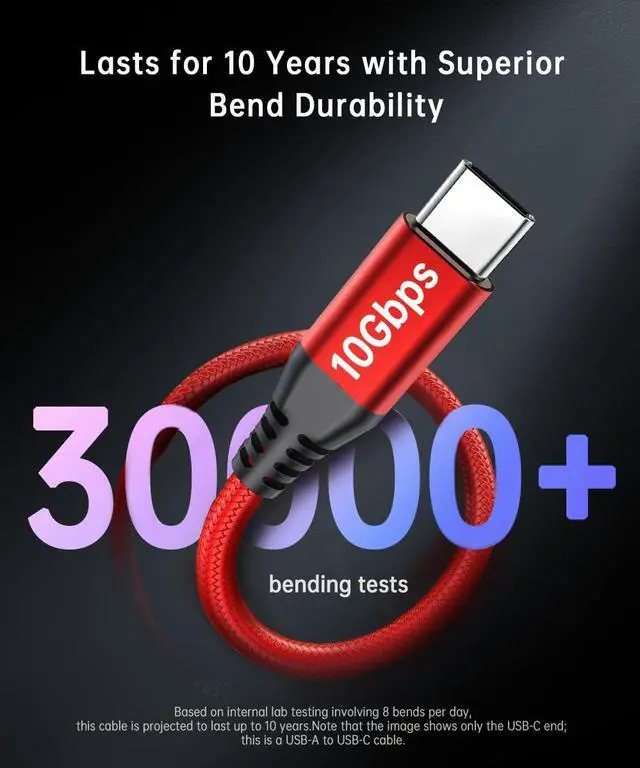 Alt view image 5 of 7 - USB-C Data Cable 10Gbps [6ft Red] Android Auto USB 3.2 Gen 2 USB A to USB C Data Transfer Cord Type C 3.1A Fast Charging for  Galaxy S24/S23/S22/S21 iPhone 16/15 Pro Max CarPlay Pixel 9