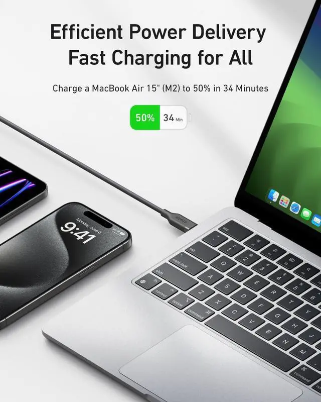 Alt view image 5 of 7 - USB 4 Gen 2 Cable 20 Gbps Data Transfer 4K HD Display 240W 3FT Bio-Based Charging USB C to Type C Cable for iPhone 16 Series USB-C Laptops and More