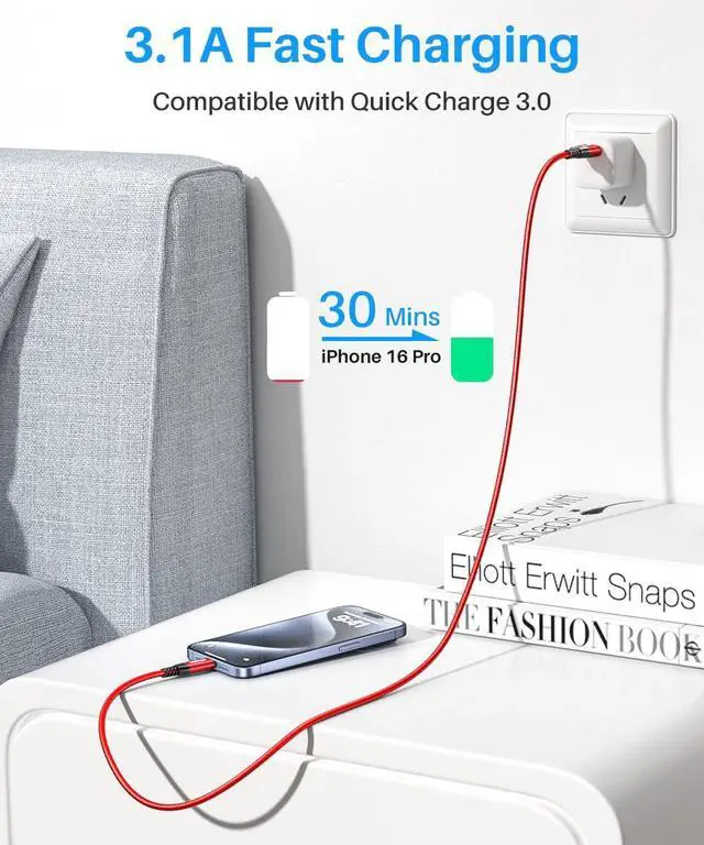 Alt view image 3 of 7 - USB-C Data Cable 10Gbps [6ft Red] Android Auto USB 3.2 Gen 2 USB A to USB C Data Transfer Cord Type C 3.1A Fast Charging for  Galaxy S24/S23/S22/S21 iPhone 16/15 Pro Max CarPlay Pixel 9