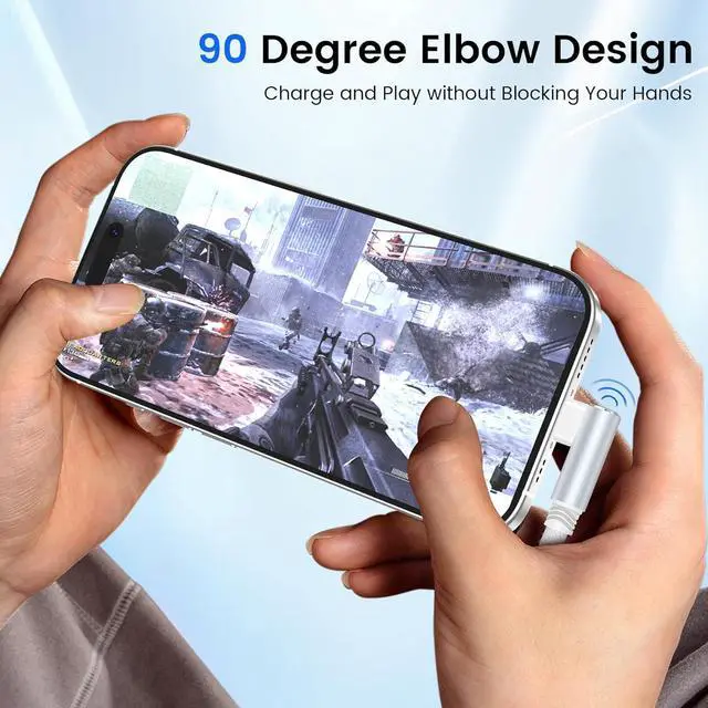 Alt view image 5 of 7 - 2-Pack6FT 90°Angled USB C Cable Tpye C to C Nylon Braided 100W Fast Charging Cord Reinforced Durability for iPhone 16/15 Series  Galaxy S24/23/22 iPad Pro MacBook and More