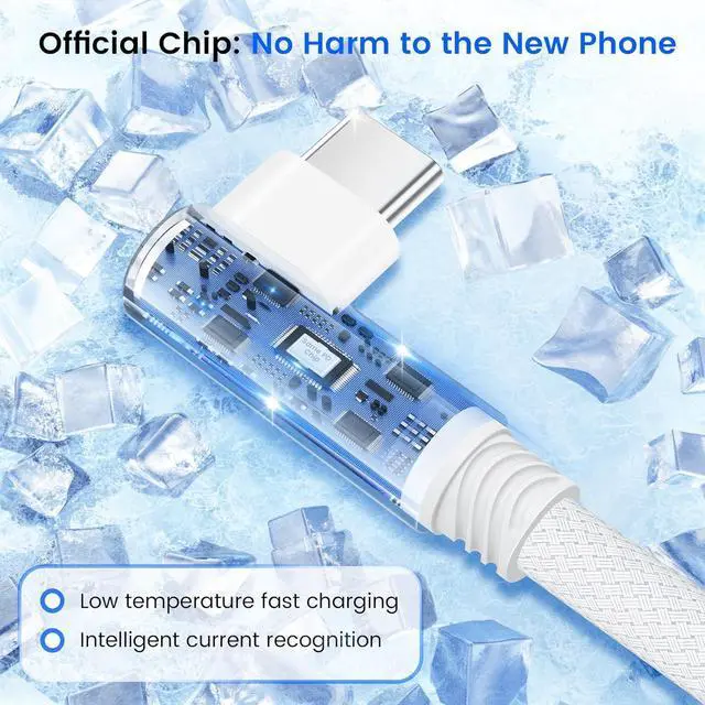 Alt view image 6 of 7 - 2-Pack6FT 90°Angled USB C Cable Tpye C to C Nylon Braided 100W Fast Charging Cord Reinforced Durability for iPhone 16/15 Series  Galaxy S24/23/22 iPad Pro MacBook and More