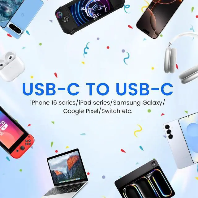 Alt view image 7 of 7 - 2-Pack6FT 90°Angled USB C Cable Tpye C to C Nylon Braided 100W Fast Charging Cord Reinforced Durability for iPhone 16/15 Series  Galaxy S24/23/22 iPad Pro MacBook and More