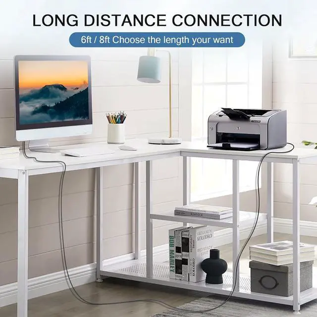 Alt view image 5 of 7 - 20 Pack USB Printer Cable 6FT USB A to B Cable 2.0 USB B Cable High-Speed Printer Cord Compatible with Hp Canon Brother   Epson Lexmark Xerox Piano Dac and More(Black)