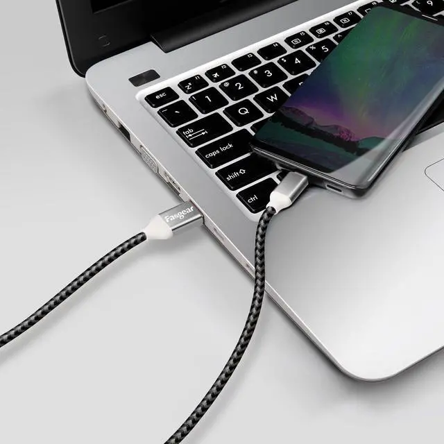 Alt view image 6 of 6 - USB C to USB A Cables 10ft 2 Pack Long 3A Fast Charging Type-C 2.0 Charger Cable Braided Compatible with Galaxy S21 Plus Note 10 S9 S8 A60 A5/LG V20 G6/Moto G/PS5 Controller (Black White)