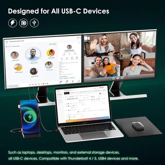 Alt view image 7 of 7 - 120Gbps Bandwidth USB4 2.0 Cable for Thunderbolt 5 Cable 6.6FT Support 80Gbps PD 240W 8K@165Hz 4K@540Hz for Thunderbolt 4/3 iPhone 16/15 Docking SSD