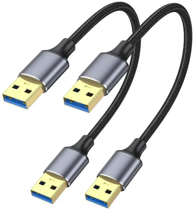 Main image of USB 3.0 Cable 1FT 2-Pack Short USB A Male to Male Cord Double Sided Cable Compatible with Hard Drive Laptop Cooler DVD Player and More