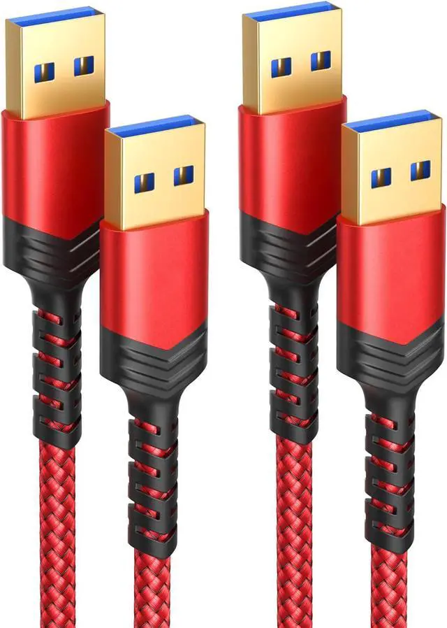 Main image of USB 3.0 A to A Male Cable 2 Pack(3.3ft+6.6ft) USB Male to Male Cable Double End USB Cord Compatible with Hard Drive Enclosures DVD Player Laptop Cooler and More (Red)