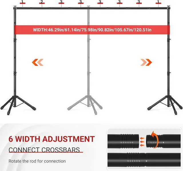 Alt view image 2 of 7 - Backdrop Stand Adjustable 10x7.5 FT Background Stand Backdrop for Parties Photo Video Studio Portable Photography Backdrop Stand with Carrying Bag 6 Backdrop Clamps and 2 Stand Bags