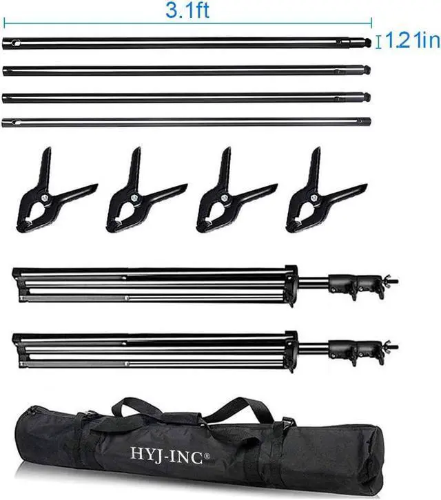 Alt view image 2 of 7 - 12ft x 10ft Photo Video Studio Heavy Duty Adjustable Photography Muslin Backdrop Stand Background Support System Kit with Carry Bag 4 Spring Clamps