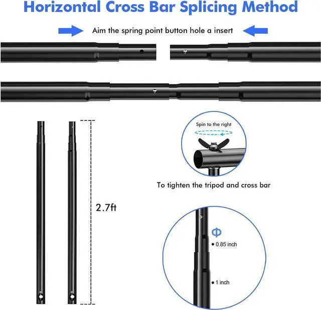 Alt view image 3 of 7 - 10x 8.5 ft Photo Backdrop Stand Adjustable Photography Background Support System Stand for Photo Video Studio with Carrying Bag Clips Clamps