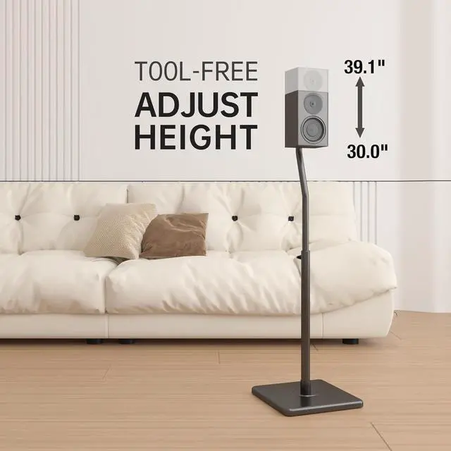 Alt view image 4 of 7 - Universal Speaker Stands Height Adjustable Extend 30.0 to 39.1 for Satellite Speakers & Small Bookshelf Speakers up to 11 lbs Per Stand 1 Pair Floor Stands for Sony  Polk JBL Yamaha