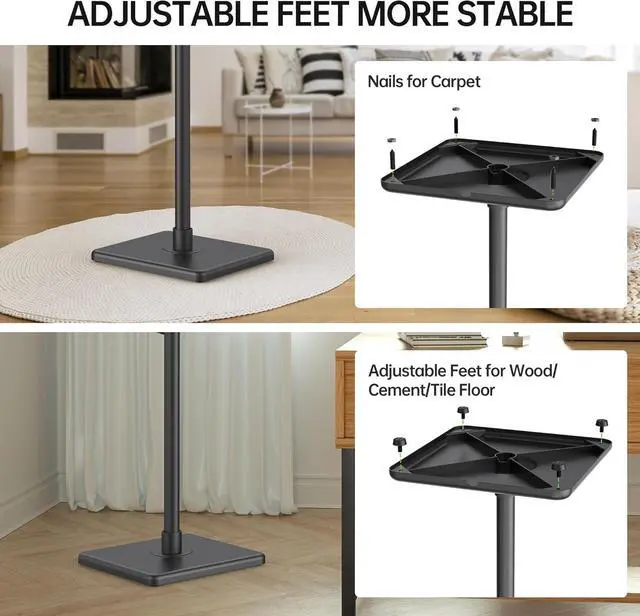 Alt view image 7 of 7 - Universal Speaker Stands Height Adjustable Extend 30.0 to 39.1 for Satellite Speakers & Small Bookshelf Speakers up to 11 lbs Per Stand 1 Pair Floor Stands for Sony  Polk JBL Yamaha