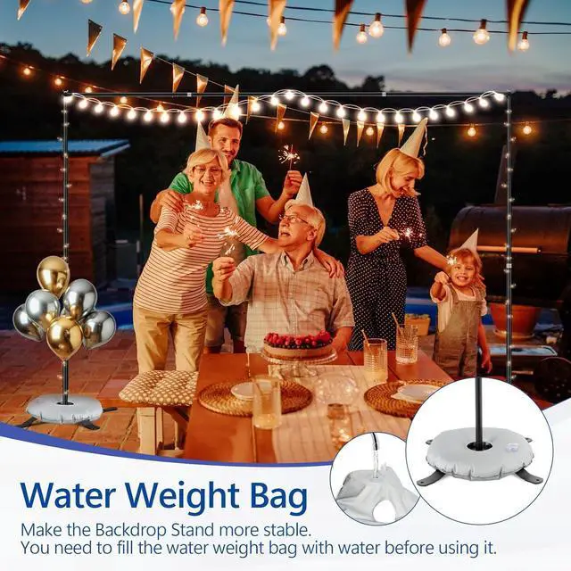 Alt view image 3 of 7 - Backdrop Stand 10x8.5FT Photo Studio Adjustable&Lockable Background Stand Support kit with Cross Base for Photography Parties Wedding Outdoors (with 8 Tent Nails 2 Water Bag 4 Clamps)