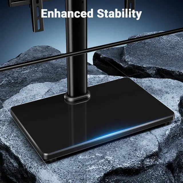 Alt view image 5 of 7 - PERLESMITH Universal Swivel TV Stand for 24-60 inch TVs up to 99 lbs, 8 Height Adjustable Table Top TV Stand, TV Base Stand with Tempered Glass Base, Max VESA 400x400mm, PSTVS33