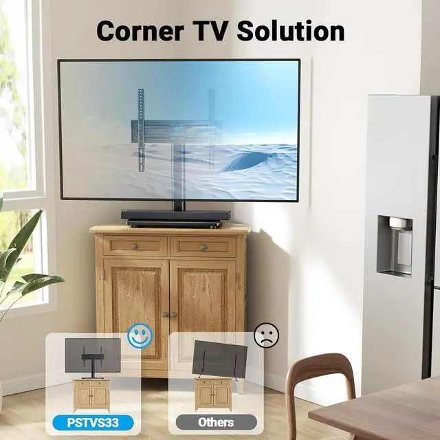 Alt view image 6 of 7 - PERLESMITH Universal Swivel TV Stand for 24-60 inch TVs up to 99 lbs, 8 Height Adjustable Table Top TV Stand, TV Base Stand with Tempered Glass Base, Max VESA 400x400mm, PSTVS33