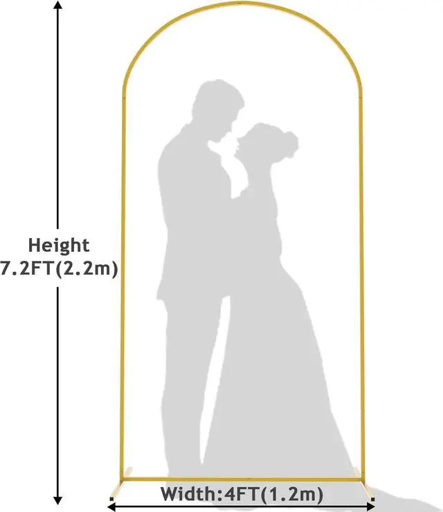 Alt view image 2 of 6 - 7.2 FT Wedding Arch Backdrop Stand Gold Metal Arch Backdrop Stand for Wedding Ceremony Birthday Party Bridal Baby Shower Photo Booth Garden Floral Balloon Arches Decoration